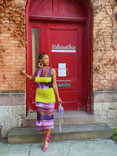 Load image into Gallery viewer, “NoMi” MULTI COLOR PRINT MESH RIBBED KNIT DRESS **READY TO SHIP