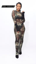 Load image into Gallery viewer, “Sandra” Camo Mesh Maxi Dress