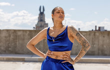 Load image into Gallery viewer, Nia Cowl Tank Royal Blue
