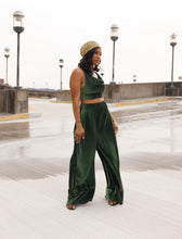 Load image into Gallery viewer, &quot;Nia&quot; Olive Velvet Wide Leg Joggers
